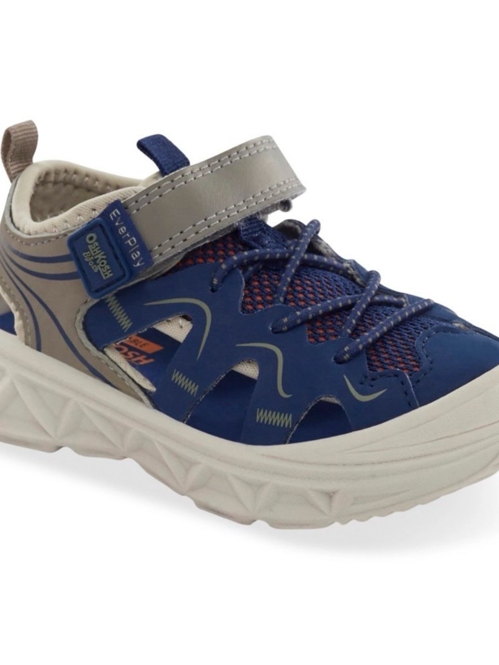 OshKosh B’gosh NWT Owen Everplay Navy/Gray Active Hook-and-Loop Sandal Sneaker